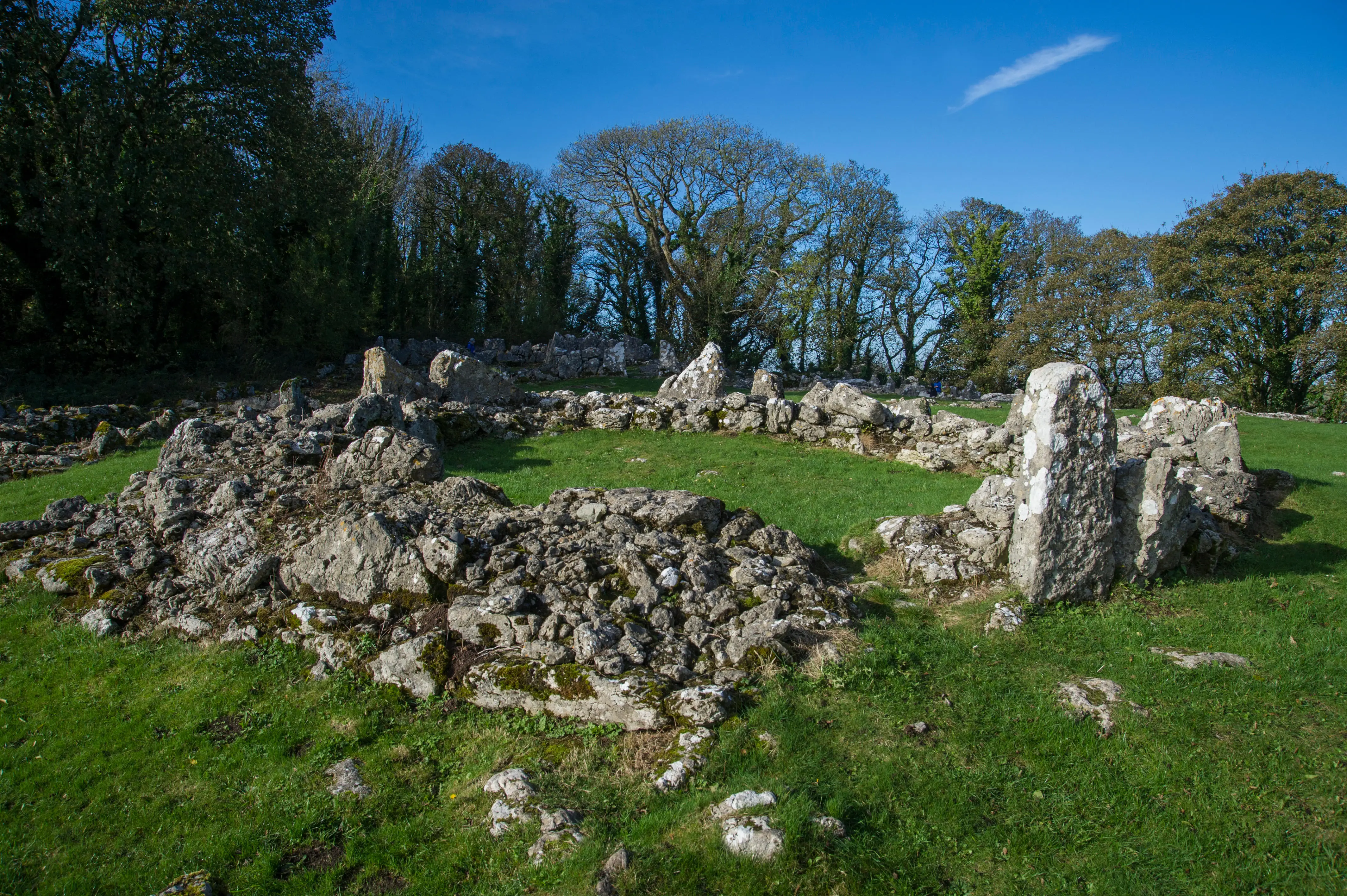 Remains of Din Lligwy hut showing stone surround