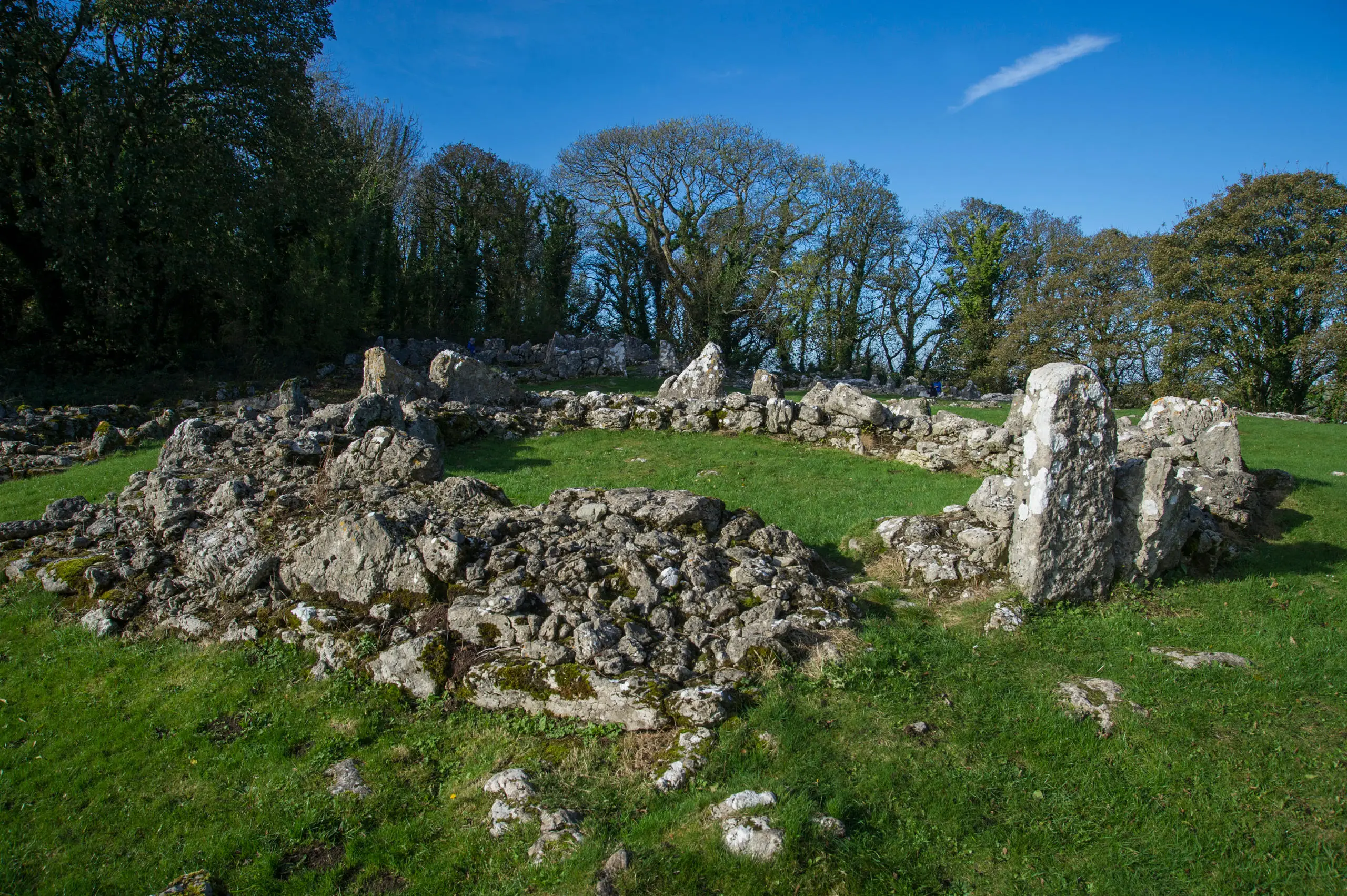 Remains of Din Lligwy hut showing stone surround