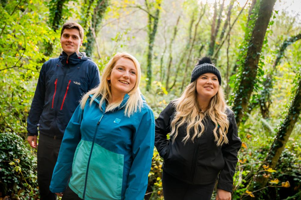 People walking in the woodland
