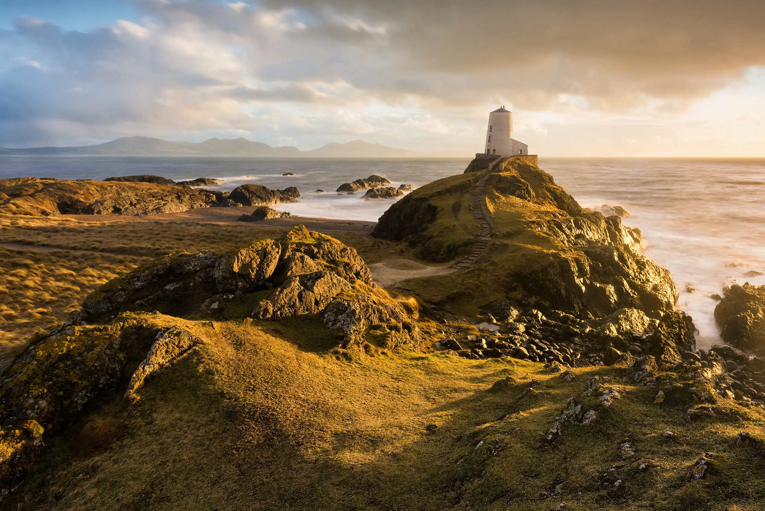 The lighthouse on Llanddwyn Island at sunset